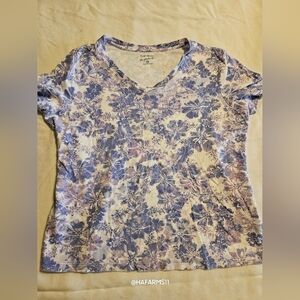 Studio Works Purple n White print top